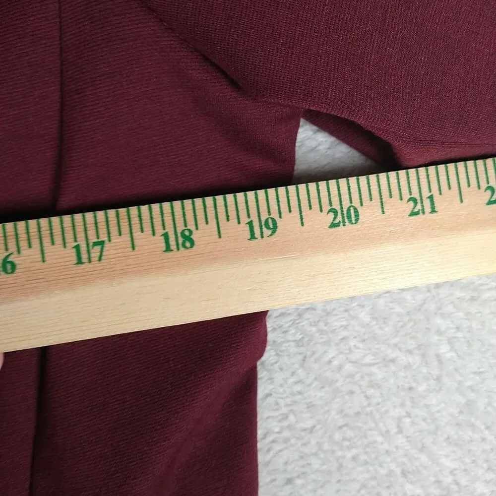 Lauren Conrad Ponte Knit Open Front Blazer Jacket Women's 12 Maroon 3/4 sleeve - Picture 5 of 8